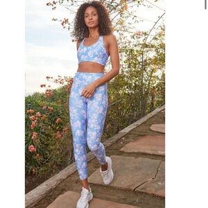 Spiritual Gangster Jacaranda Print Sports Bra Legging Athletic Set